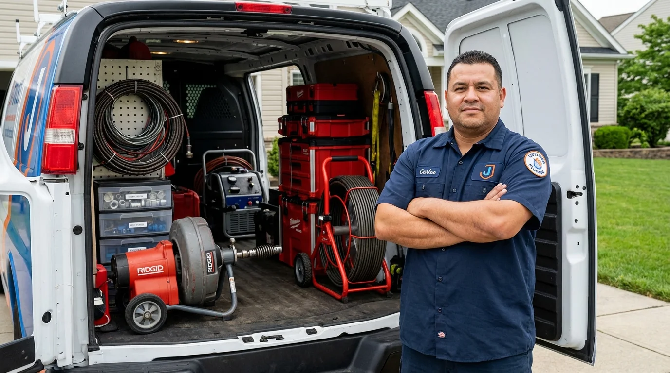 Professional drain cleaning equipment and Johns Plumbing LLC plumber in El Dorado