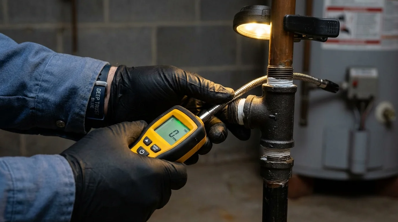 Gas leak detection with electronic sniffer by Johns Plumbing LLC in El Dorado