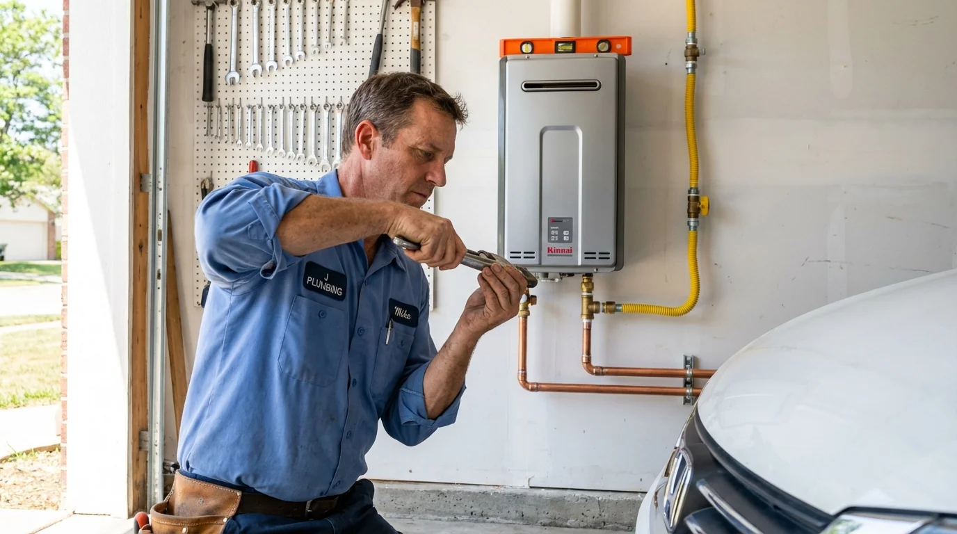Tankless water heater installation by a Johns Plumbing LLC plumber in El Dorado